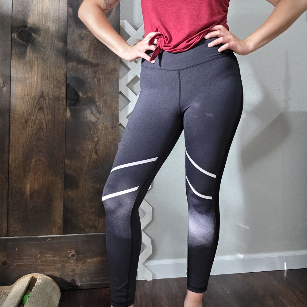 ZYIA Black Leggings with White Accents
